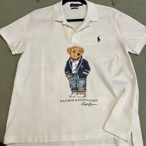 Ralph Lauren White Polo Bear Graphic Large Shirt